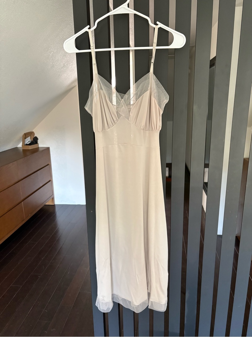 Vintage Slip Chemise in Light Lilac with Sheer Lace Trim